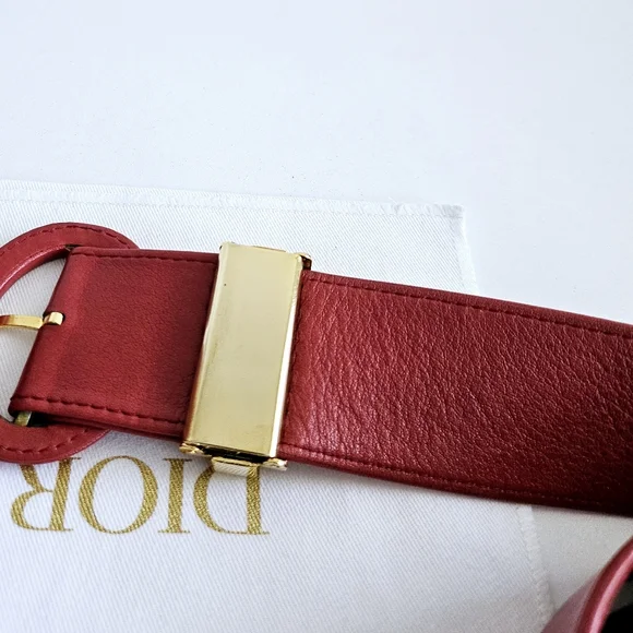 Dior Red Vintage Lambskin Belt